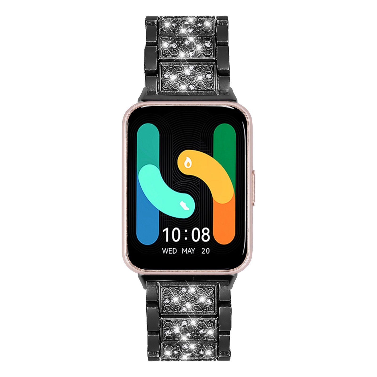 For Samsung Galaxy Fit3 SM-R390 Strap Replacement Shiny Rhinestone Metal Smart Watch Band - Black For Samsung Galaxy Fit3 SM-R390 Strap Replacement Shiny Rhinestone Metal Smart Watch Band - Black